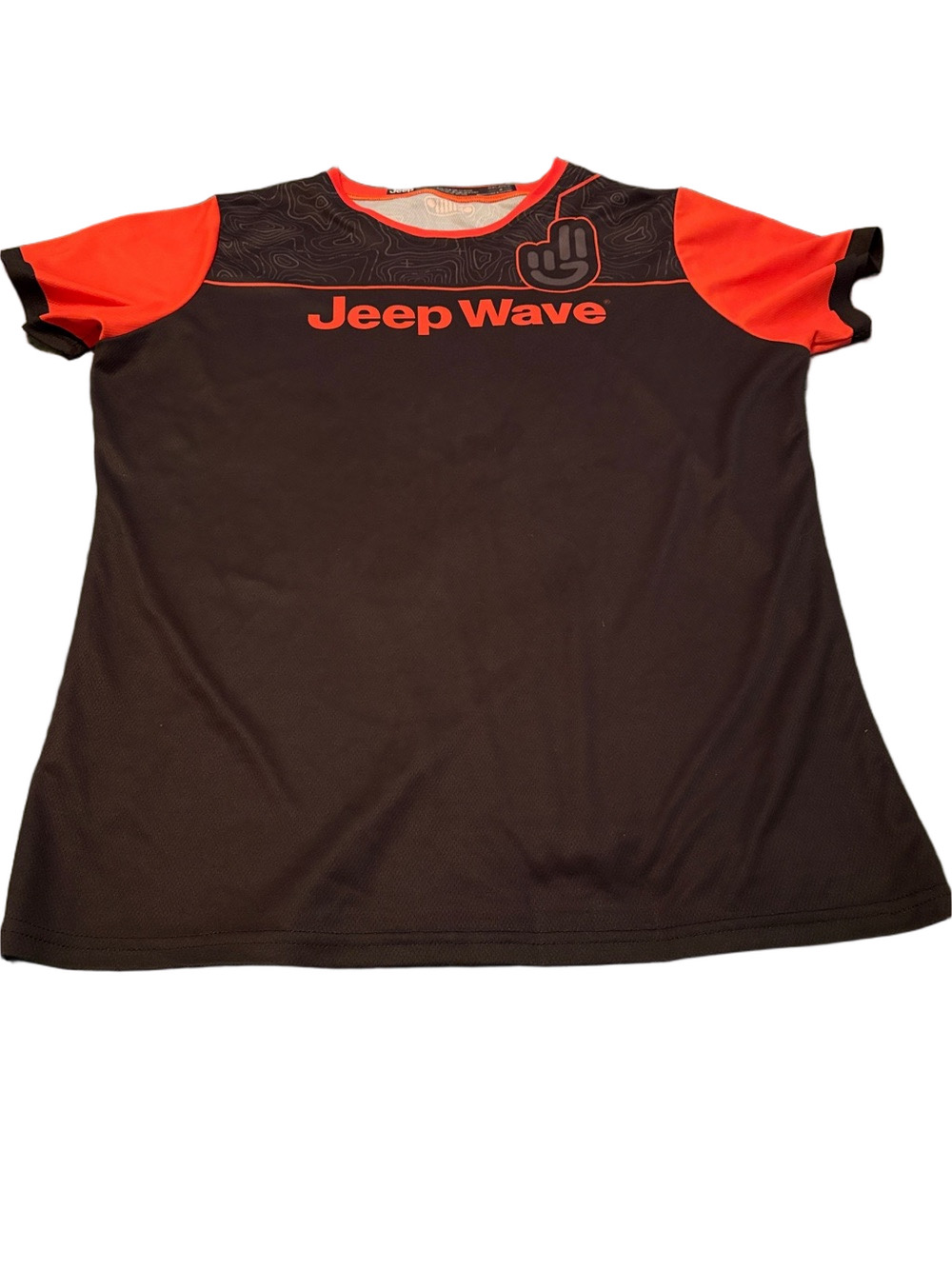 Jeep Wave Tee Performance Jersey Black Orange Unisex 2XL